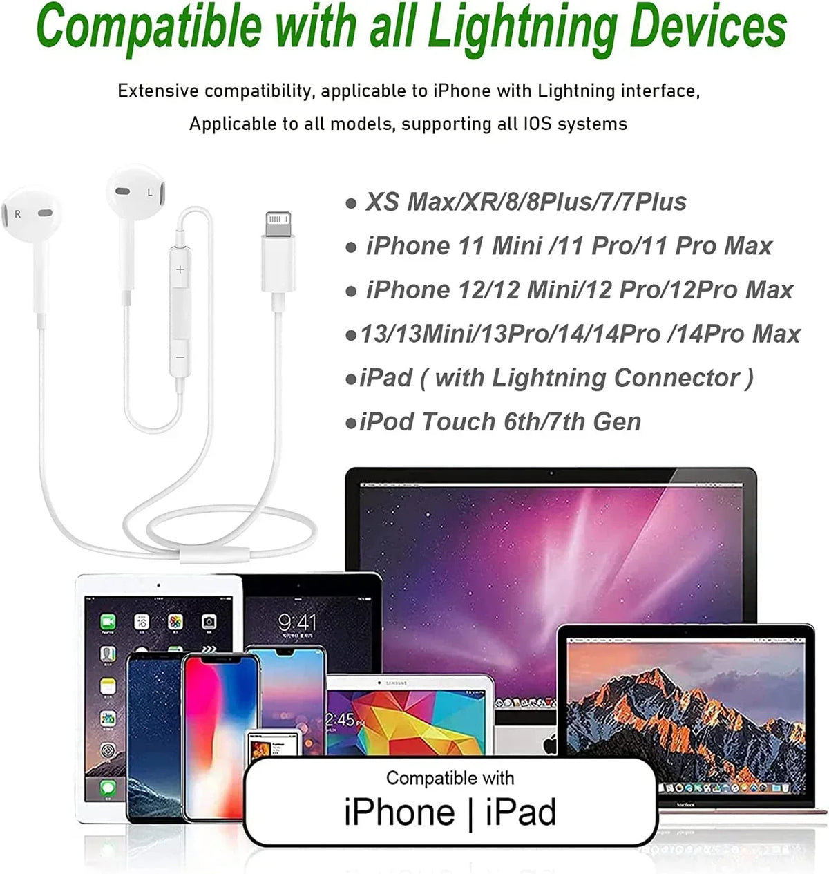Luxury Wired Lightning Earphones For Apple iPhone