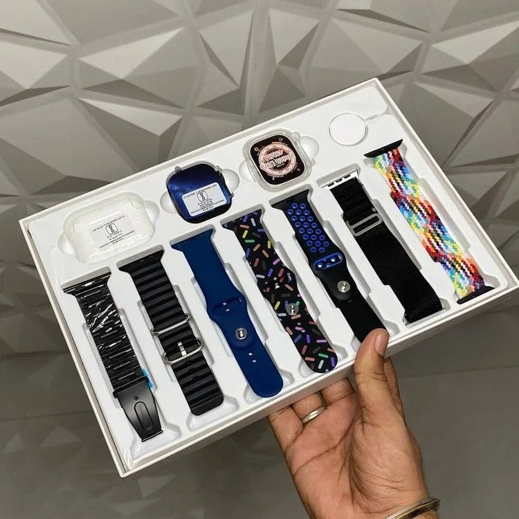 i20 Ultra Suit Smartwatch (Black) + AirPods